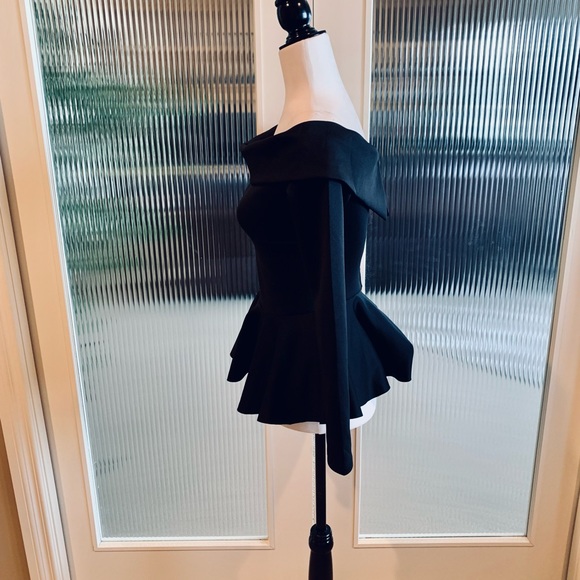 Black Peplum Dress Top - Picture 2 of 6